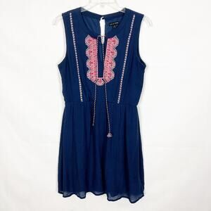As U Wish Embroidered Sleeveless Blue Dress Size Juniors Large